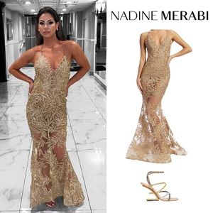 Nadine Merabi STELLA GOLD DRESS.